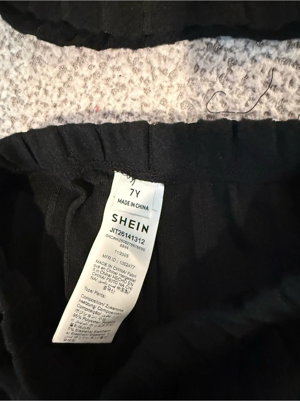 Girls Cozy Black Floral‎ Ribbed Hoodie & Pants Set Size 7Y NWOT